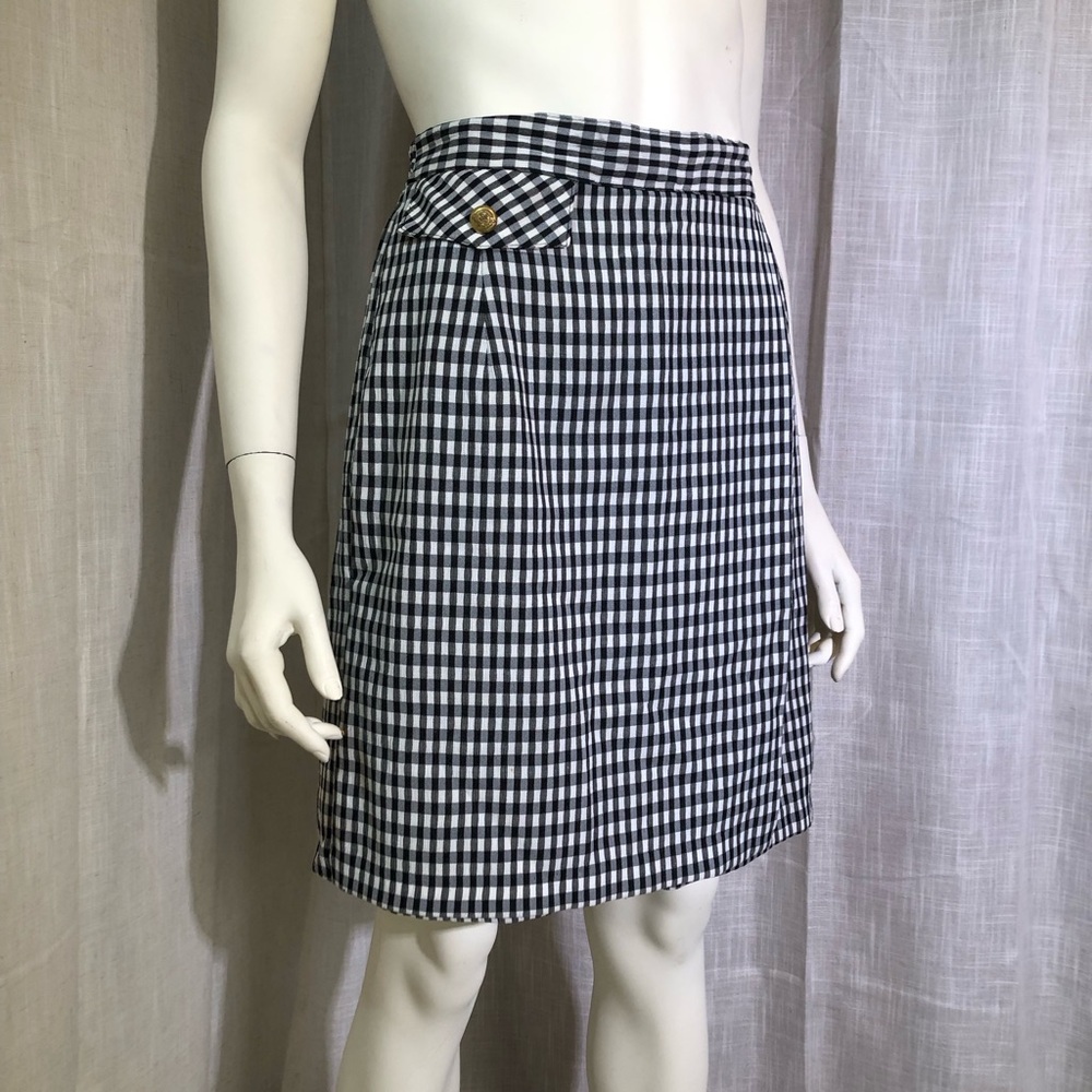 Vintage Kathie Lee Black and White Gingham A-Line Skort